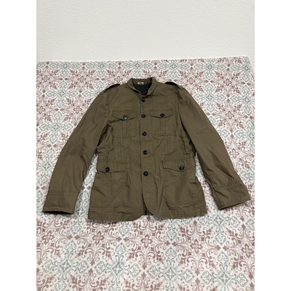 Express Mens Military Field Jacket Olive Brown Utility Safari Coat